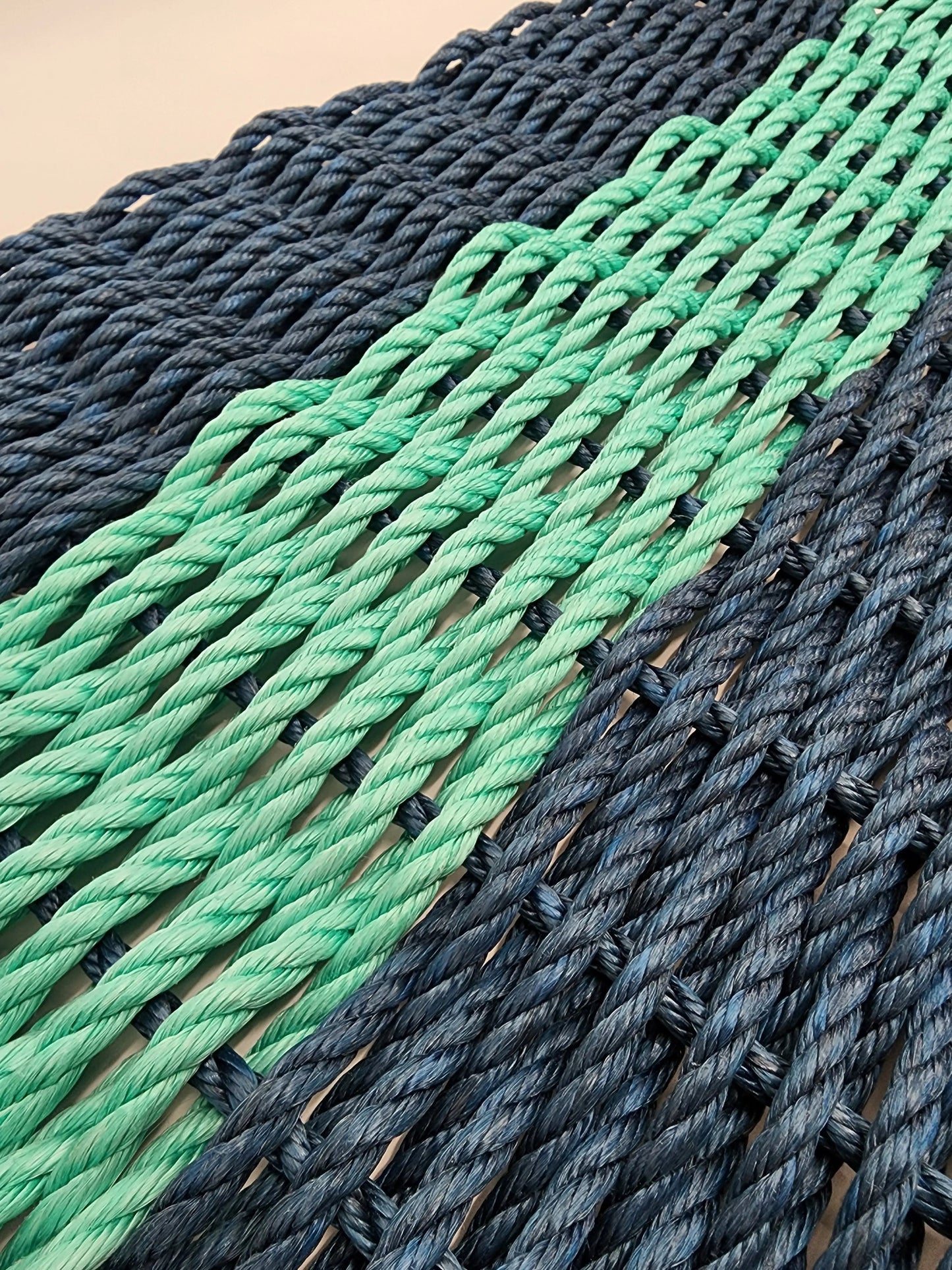 Area Rug: Lobster Rope Mat Navy Blue and Teal by Little Salty Rope