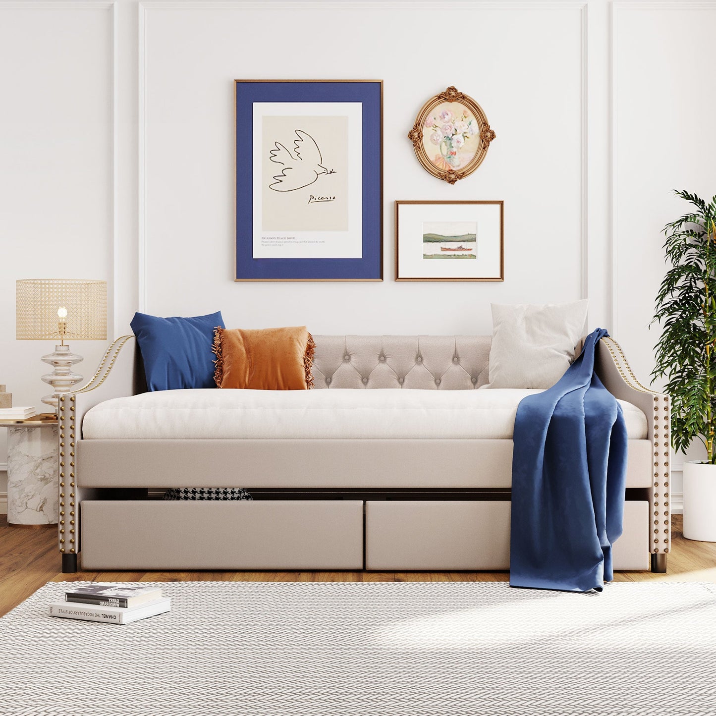 Bedroom Bedding & Decor: Upholstered daybed with Two Drawers by Streamdale Furniture