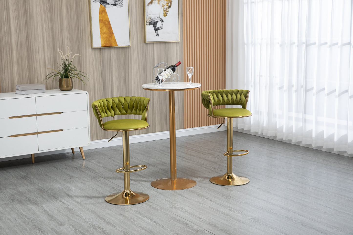 Dining & Tableware: COOLMORE Swivel Bar Stools Set of 2 Adjustable Counter Height Chairs with Footrest for Kitchen, Dining Room 2PC/SET by Streamdale Furniture