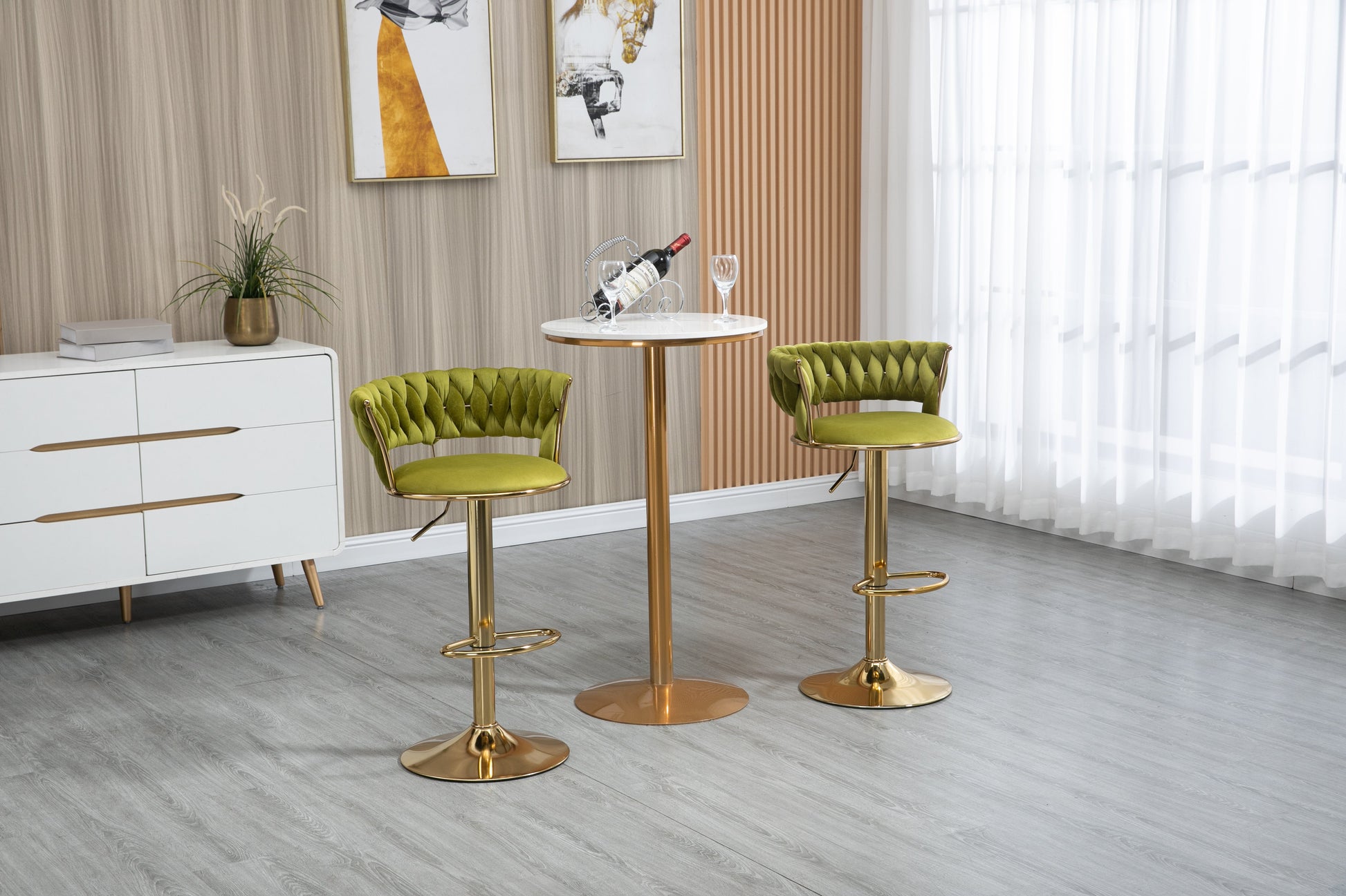 Dining & Tableware: COOLMORE Swivel Bar Stools Set of 2 Adjustable Counter Height Chairs with Footrest for Kitchen, Dining Room 2PC/SET by Streamdale Furniture