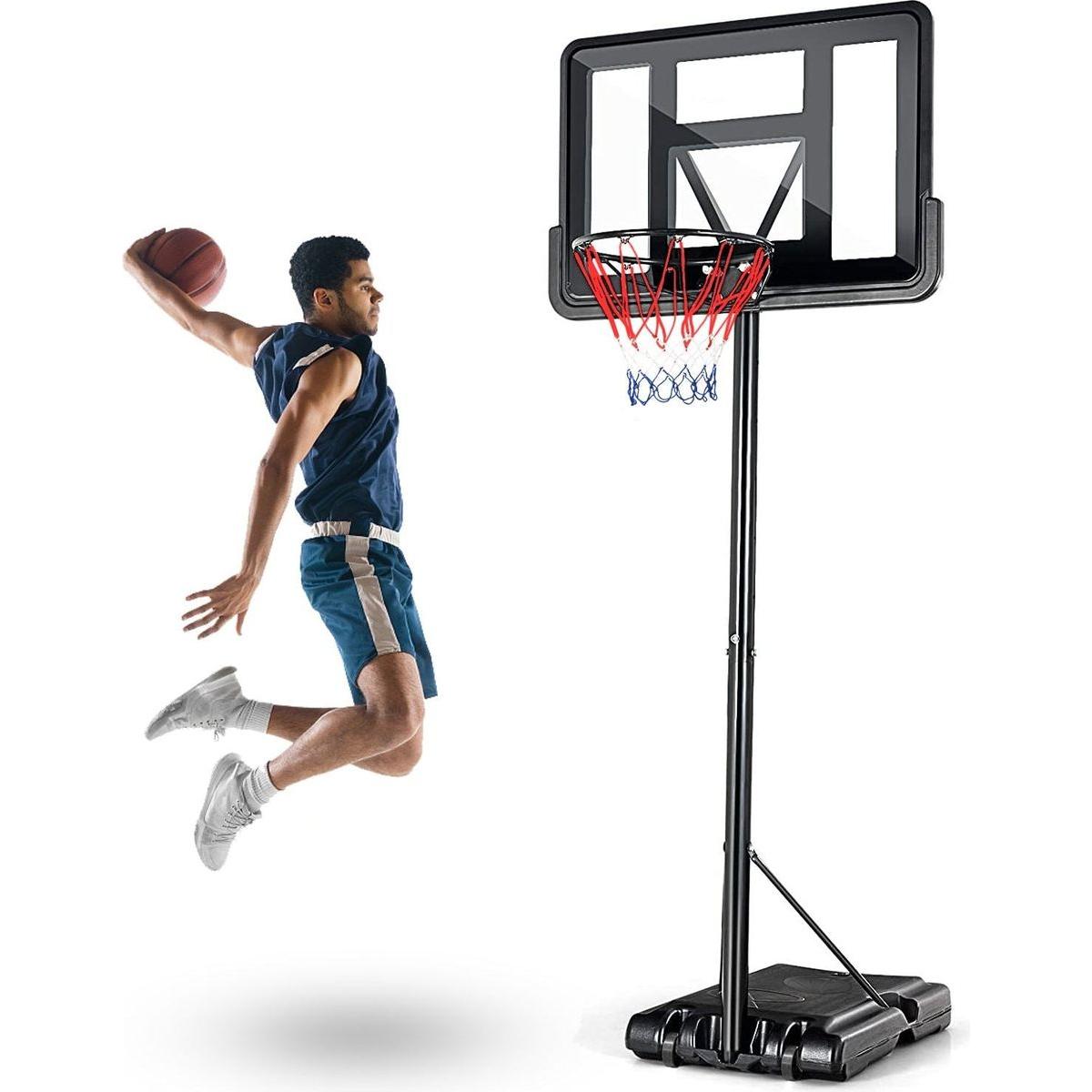 Garden & Outdoor: Portable Basketball Hoop Outdoor, 4.25FT-10FT Height Adjustable Basketball Goal, Shatterproof Backboard, Built-in Wheels, Basketball Stand by Streamdale Furniture