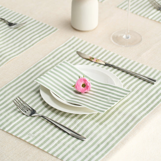 Home & Living: Tonal Striped Disposable Napkin Set in Green, 100 Pieces by Khen Site