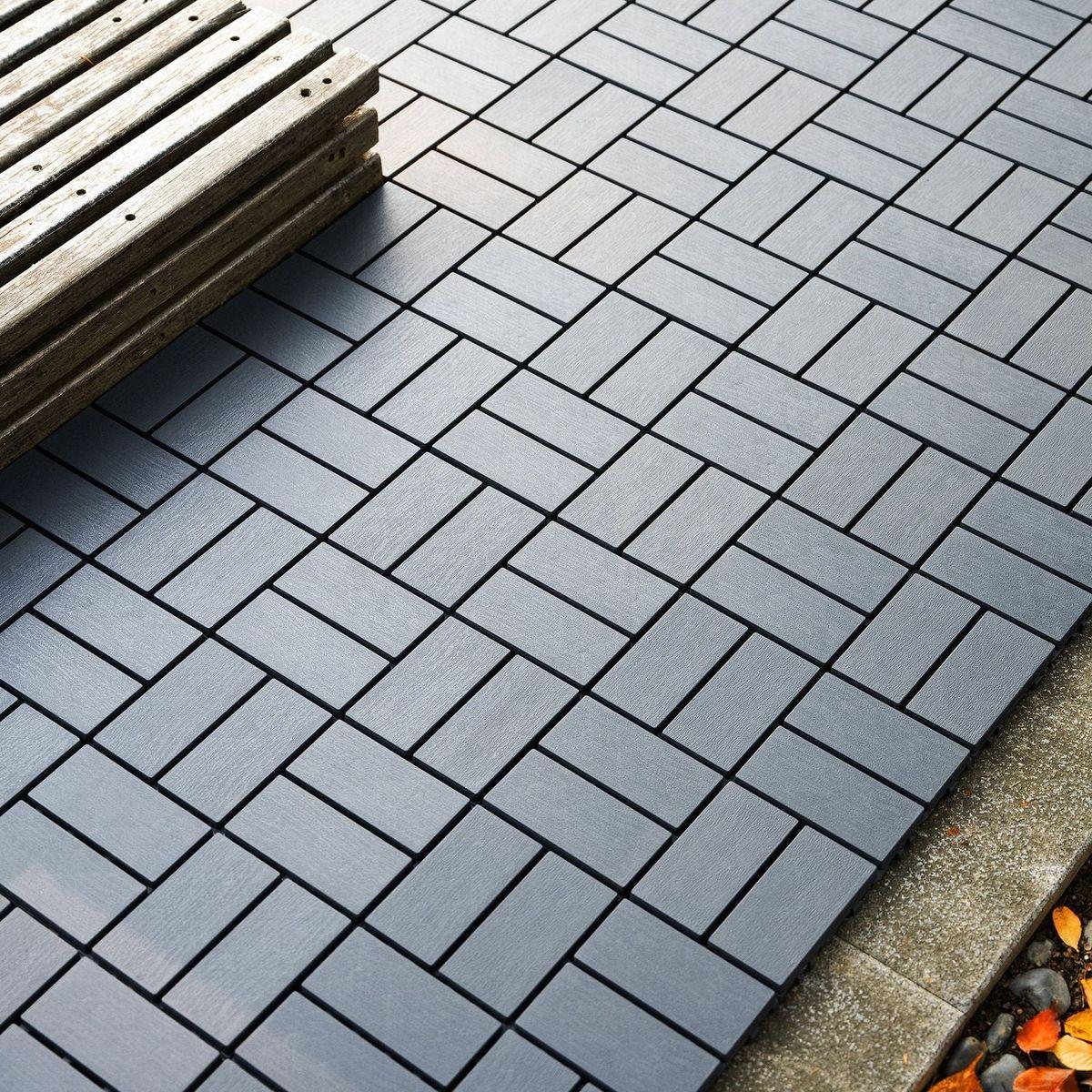Garden & Outdoor: Plastic Interlocking Deck Tiles,44 Pack Patio Deck Tiles,12"x12" Square Waterproof Outdoor All Weather Use, Patio Decking Tiles for Poolside Balcony Backyard, Grey by Streamdale Furniture