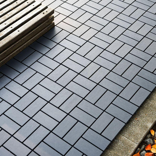 Garden & Outdoor: Plastic Interlocking Deck Tiles,44 Pack Patio Deck Tiles,12"x12" Square Waterproof Outdoor All Weather Use, Patio Decking Tiles for Poolside Balcony Backyard, Grey by Streamdale Furniture