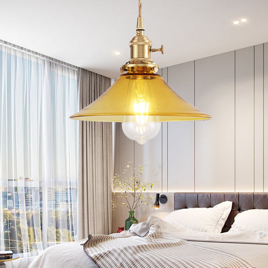 Embrace Warm Elegance with the Farmhouse Amber Glass Pendant Light