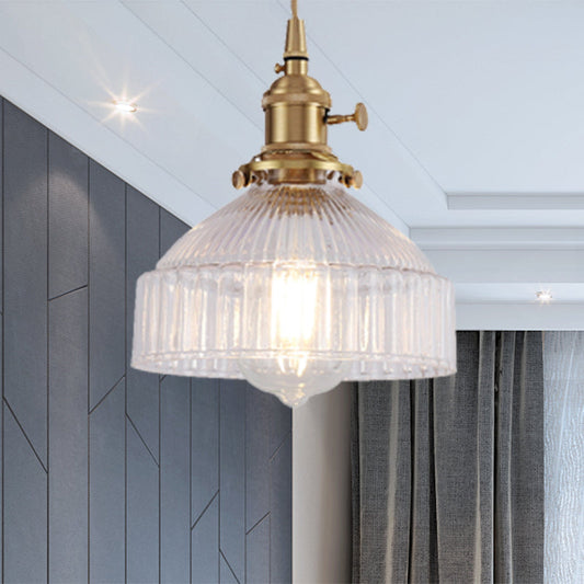 Ariana - Modern Industrial Pendant Light with Clear Glass Bowl (1-Light, Brass)