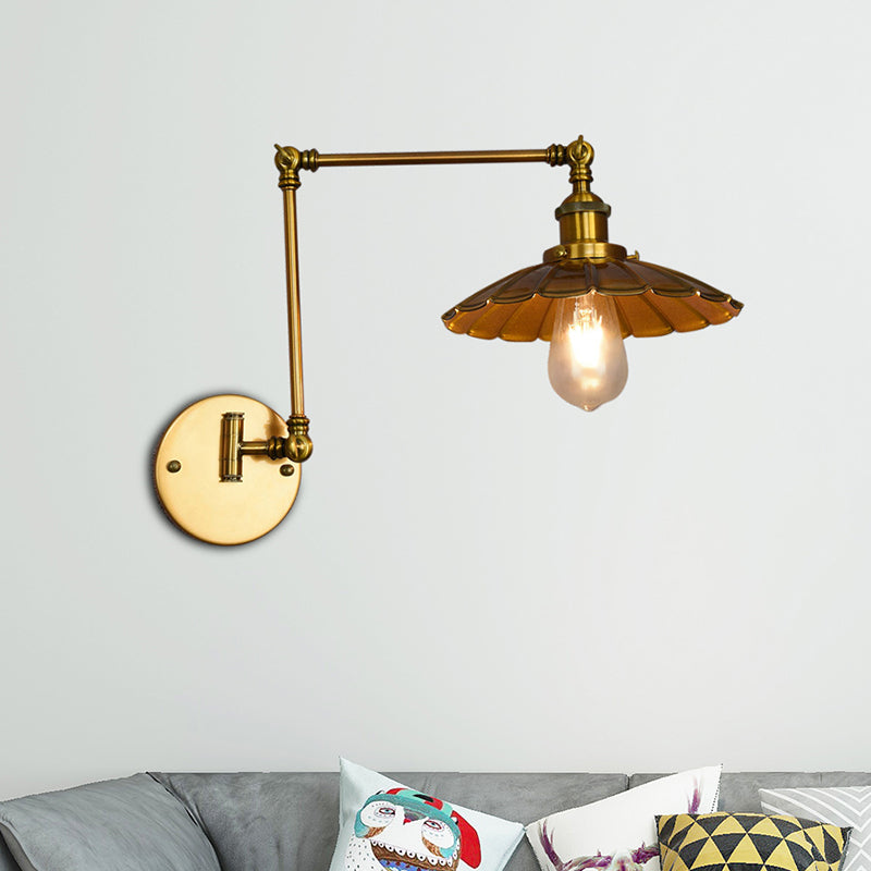 Isabella's Industrial Chic Pendant Lamp: Warm Brass Glow for Your Living Room