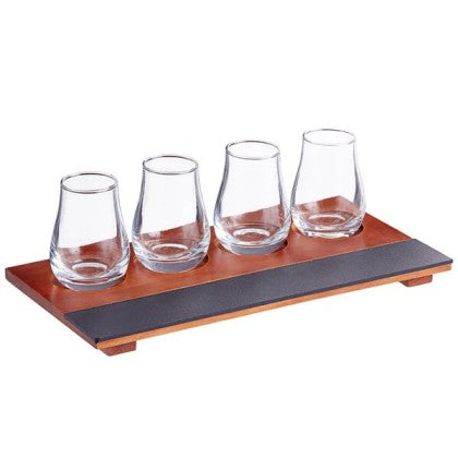 Dining & Tableware: Chalkboard Flight Tray with Whiskey Tasting Glasses by The Whiskey Ball