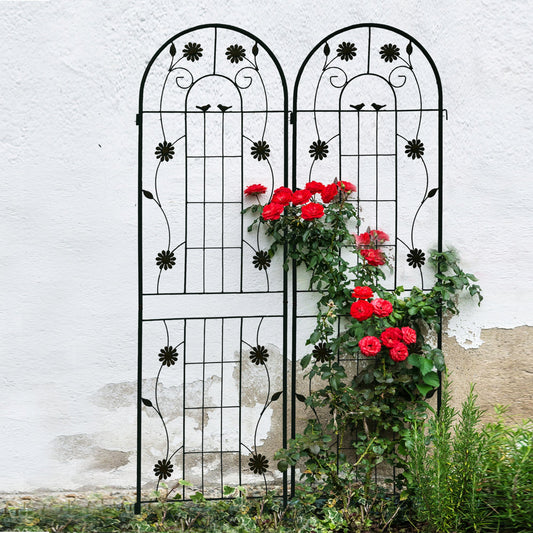 2 Pack Metal Garden Trellis 71' x 19.7' Rustproof Trellis for Climbing Plants Outdoor Flower Support Black