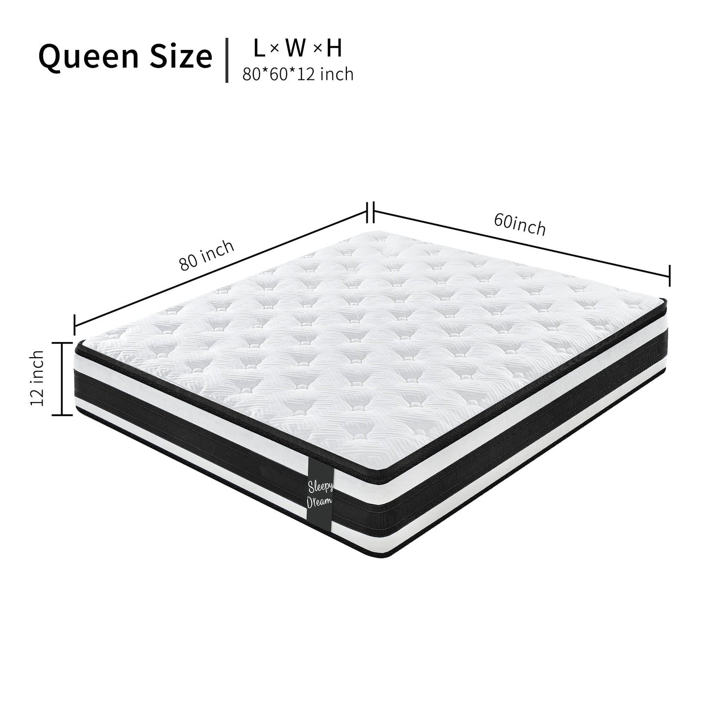 12 Inch Queen Size Breathalle Cool Cover Oekotex-100 Memory Foam Individual Pocket Spring Hybrid Mattress