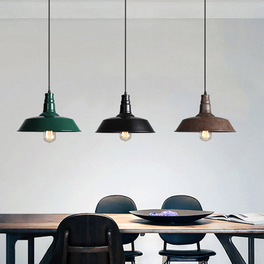 Industrial Iron Pendant Light (1-Light) - Choose Your Size and Finish