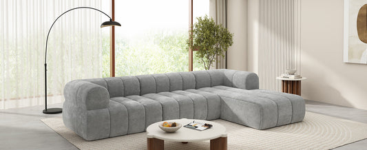 122' Modern L-Shaped Sectional Sofa with High-Density Fully Compressed Sponge and Chaise Lounge, 2-Piece Set, Fully Assembled Right Hand Facing, Perfect for Living Room, Lounge