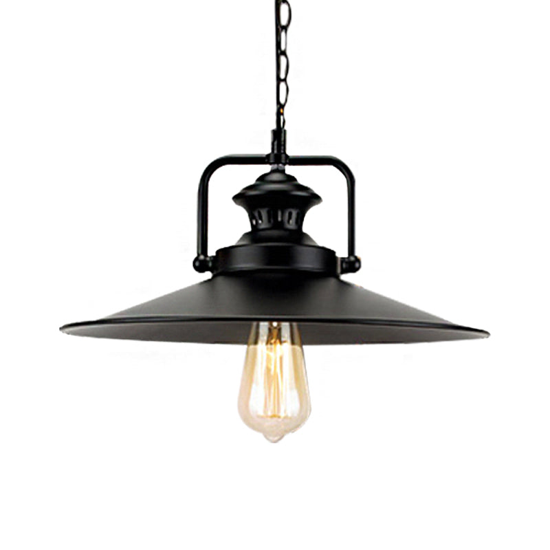 Juliette's 10"/14" Flared Metallic Pendant Light - Black Industrial Fixture for Lofts and Study Rooms