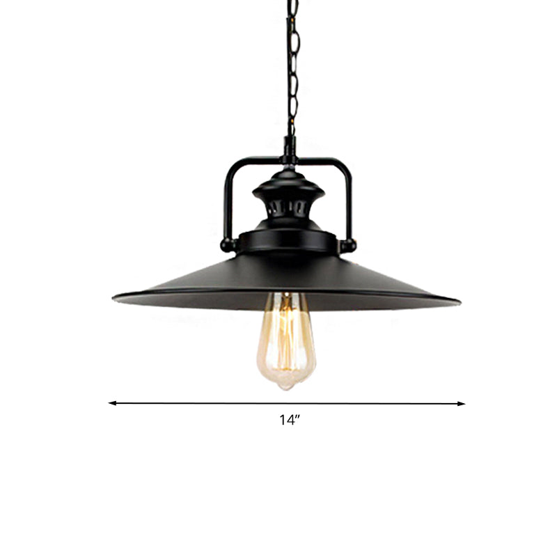 Juliette's 10"/14" Flared Metallic Pendant Light - Black Industrial Fixture for Lofts and Study Rooms