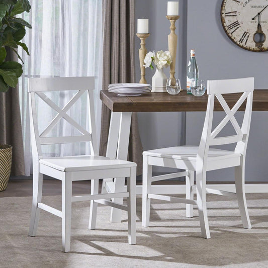 Dining & Tableware: Acacia Wood Dining Chairs, White by Streamdale Furniture
