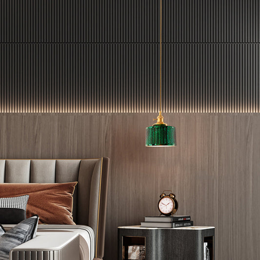 Serene Oasis: Vintage Wave Glass Pendant Lamp for Tranquil Evenings (1-Light, Green)