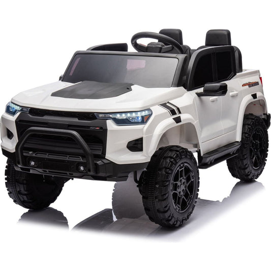 24V10A Two-seater Kids Ride On Electric Pickup, kids ride on toy W/parents remote control,4WD 800W motors,Two Safety belts,High Gate Safety Design,USB,Bluetooth, Speed 2.49-3.73MPH for kids aged 3+.