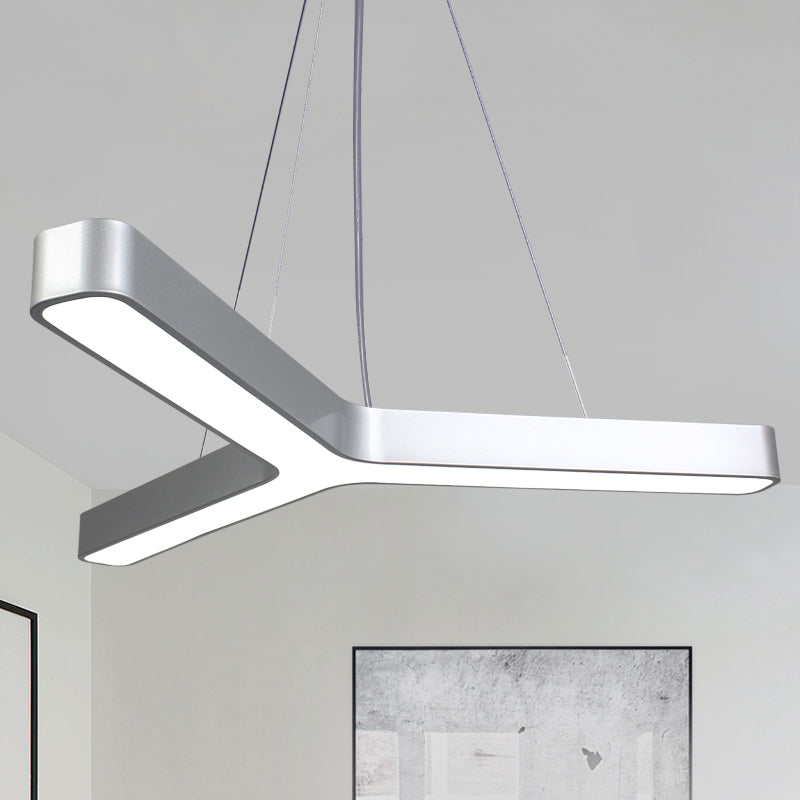 Sleek Metal Y-Shaped LED Pendant Lamp - Black & Silver, Perfect for Gymnasiums (23.5" - 47")