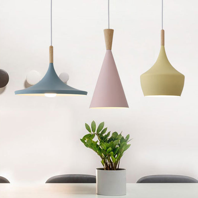 Macaron Style Geometric Pendant Light - Modern Metal Hanging Fixture for Dining Room