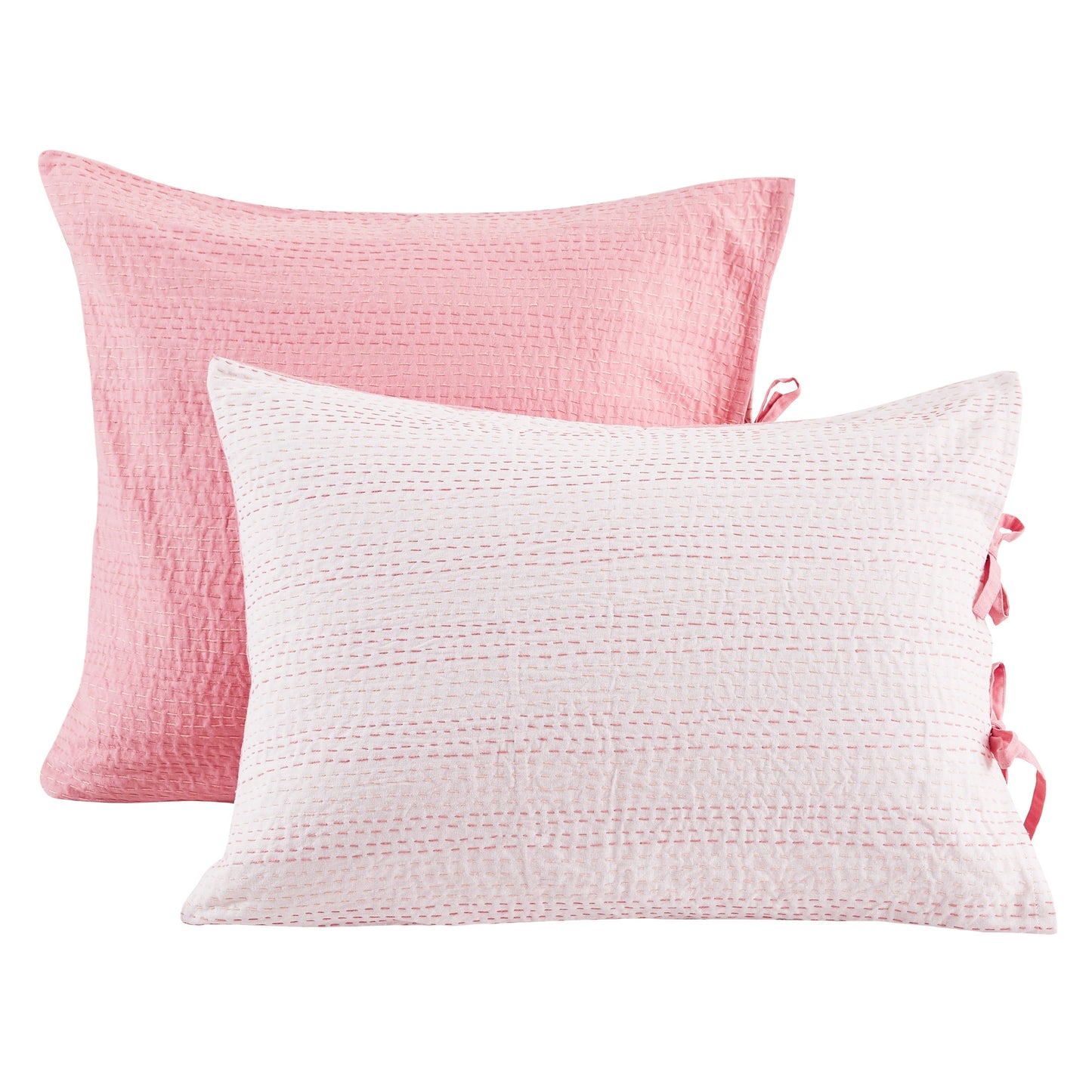 Hand Stitched Reversible Kantha Pillow Sham Pairs