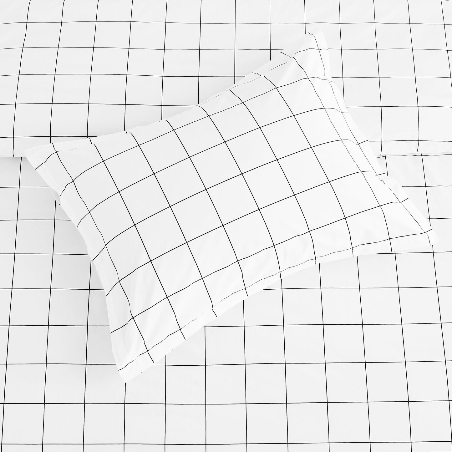 Grid Printed Cotton Percale Duvet Set