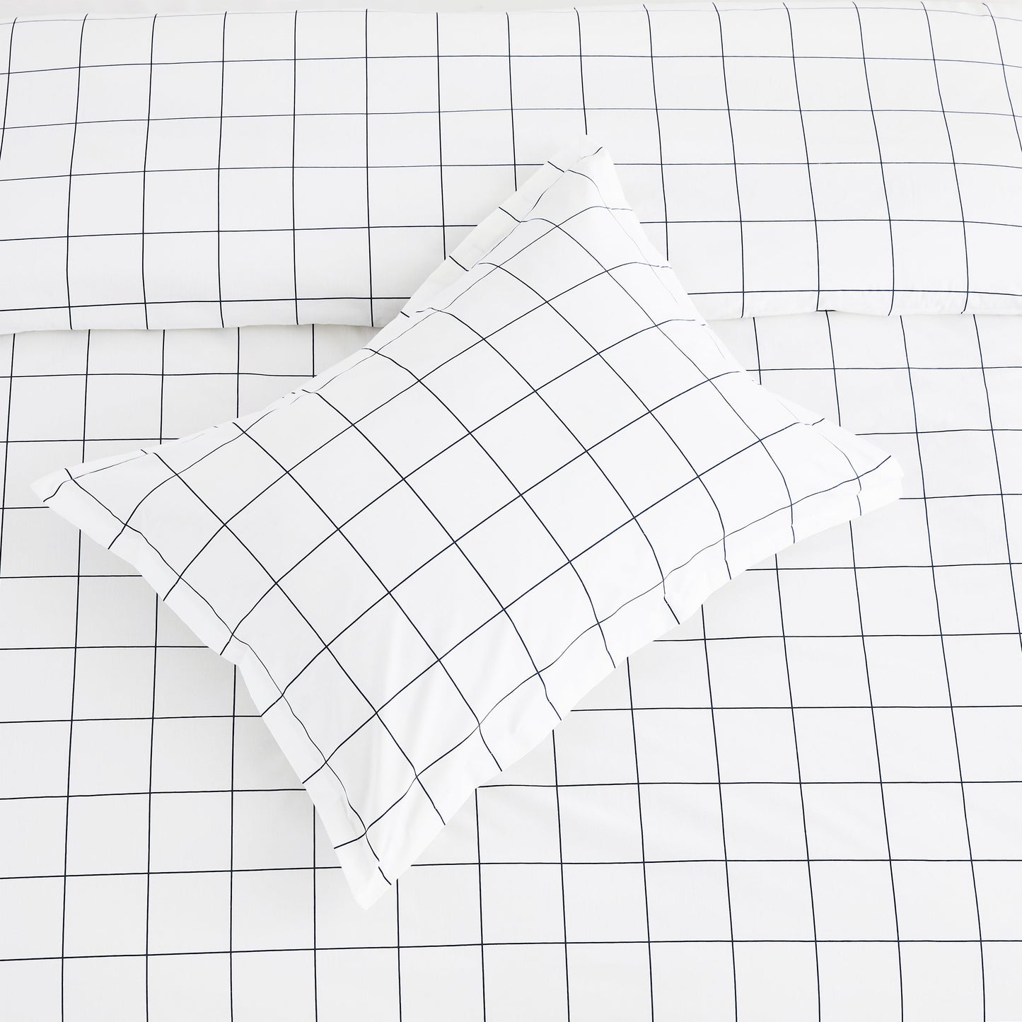Grid Printed Cotton Percale Duvet Set