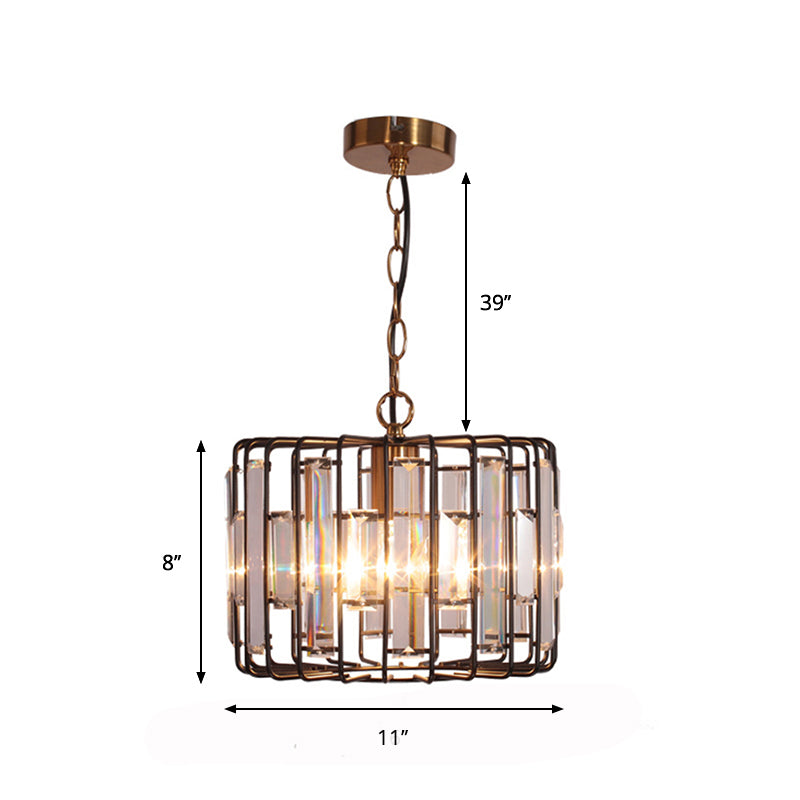 Everly's Enchanting Embrace: Modern Black Crystal Pendant Lamp