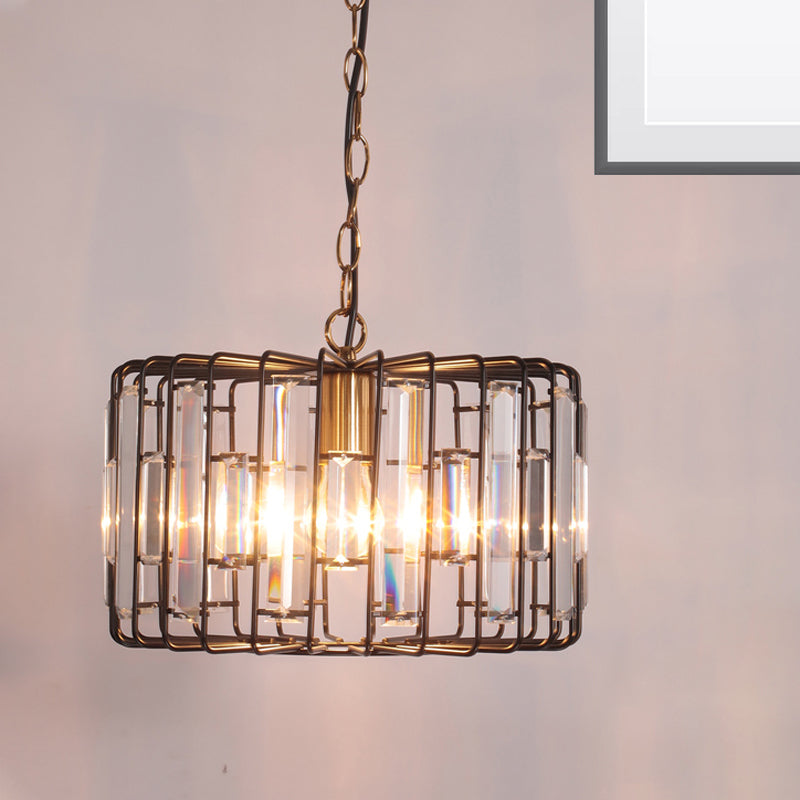 Everly's Enchanting Embrace: Modern Black Crystal Pendant Lamp