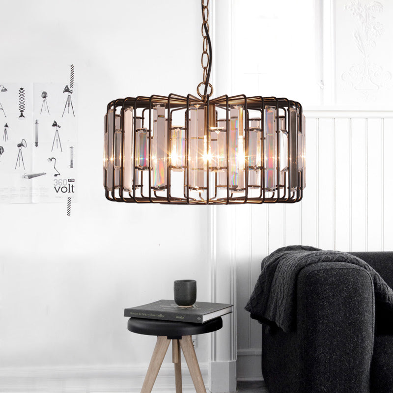 Everly's Enchanting Embrace: Modern Black Crystal Pendant Lamp