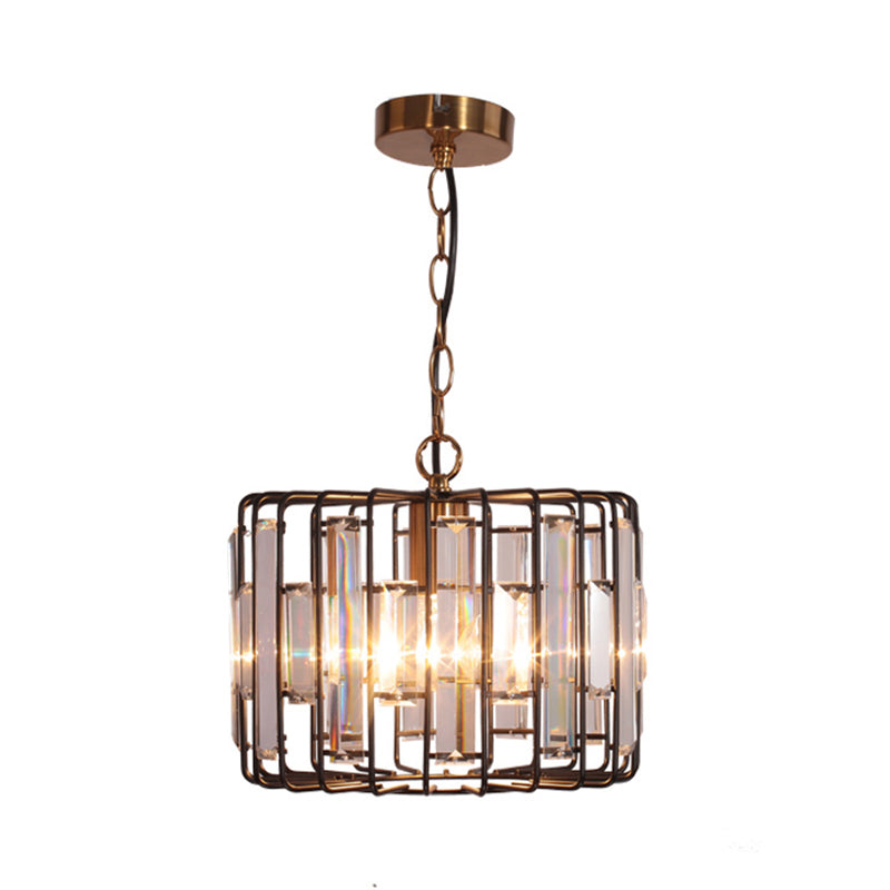Everly's Enchanting Embrace: Modern Black Crystal Pendant Lamp