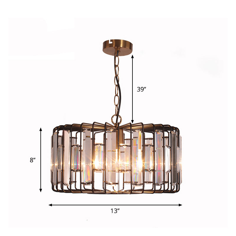 Everly's Enchanting Embrace: Modern Black Crystal Pendant Lamp