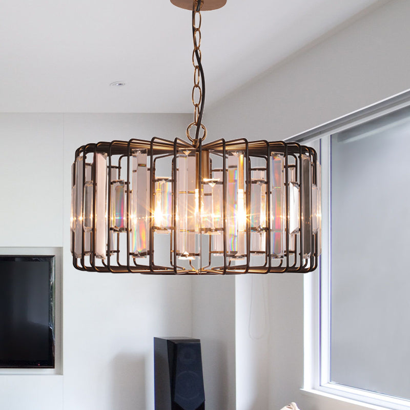 Everly's Enchanting Embrace: Modern Black Crystal Pendant Lamp