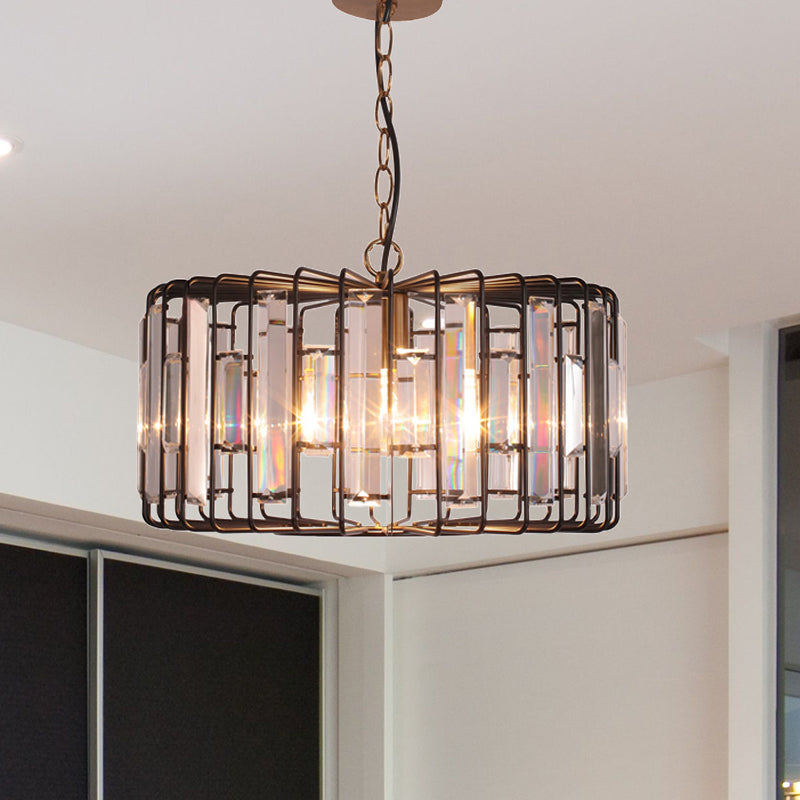 Everly's Enchanting Embrace: Modern Black Crystal Pendant Lamp