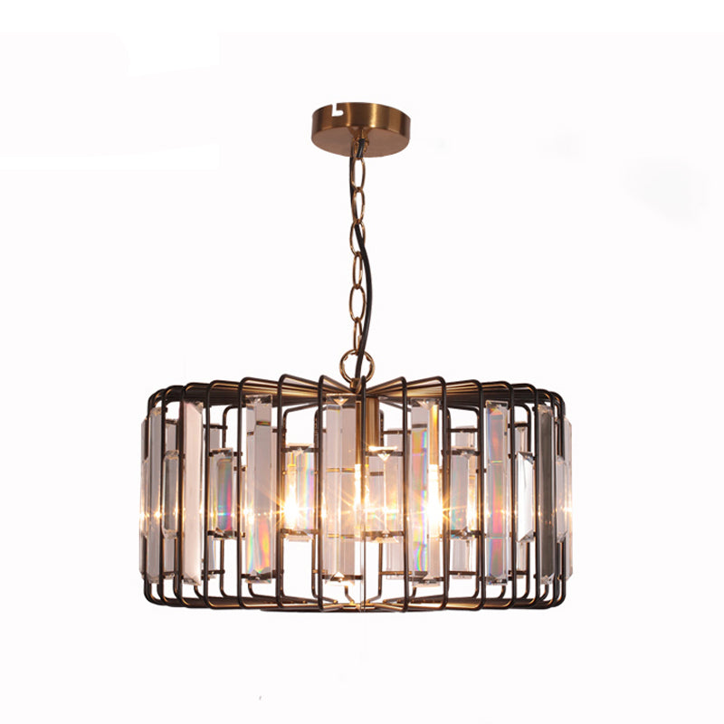 Everly's Enchanting Embrace: Modern Black Crystal Pendant Lamp
