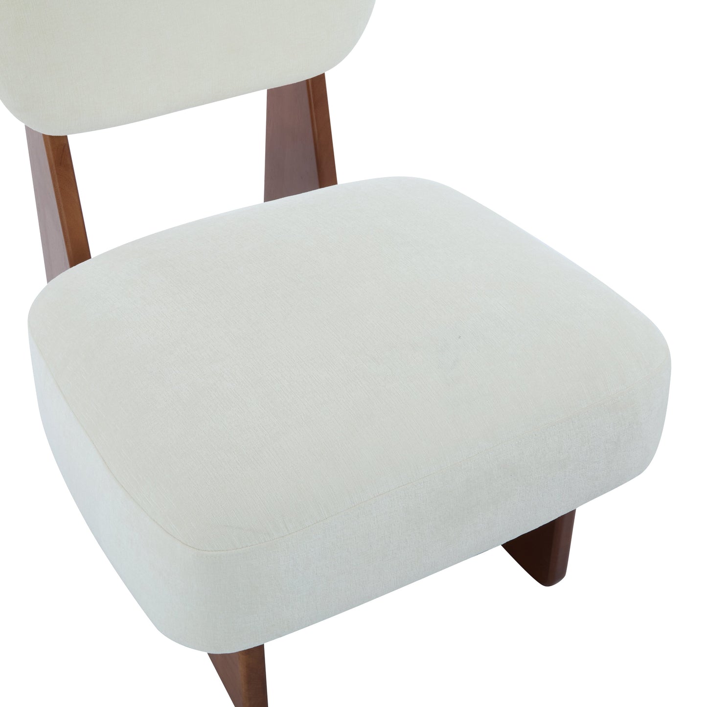 [Set of 2] Modern Beige Lounge Chair with Polyester Upholstery, Sturdy Wood Base With Walnut Finish, Minimalist and Stylish Accent Seating for Living Room, Bedroom, or Office