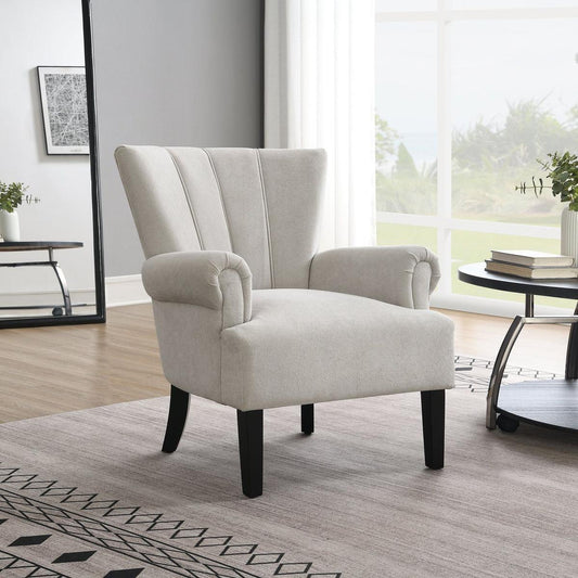Bedroom Bedding & Decor: Modern Accent Living Room Chairs,Polyester Armchair Club Chair with channel back, Accent chair for Living room, Bedroom Reading room, soft fabric, wooden Leg, Light Grey by Streamdale Furniture