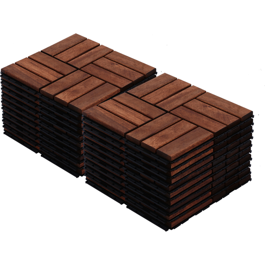 Garden & Outdoor: Acacia Wood Interlocking Deck Tiles Checker Pattern, 20 PCS 12" x 12" Square Acacia Hardwood Outdoor Flooring for Patio, Bancony, Pool Side,... by Streamdale Furniture