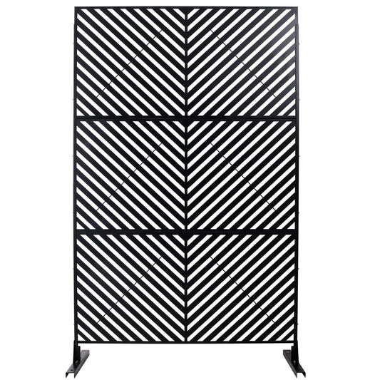 Dining & Tableware: Outdoor & Indoor Privacy Screen Metal Privacy Screen 76' H×48' W, Freestanding Decorative Privacy Screen for Deck Balcony Patio, Privacy Fence Panels for Outside Lawn Garden PS113 BLACK by Streamdale Furniture