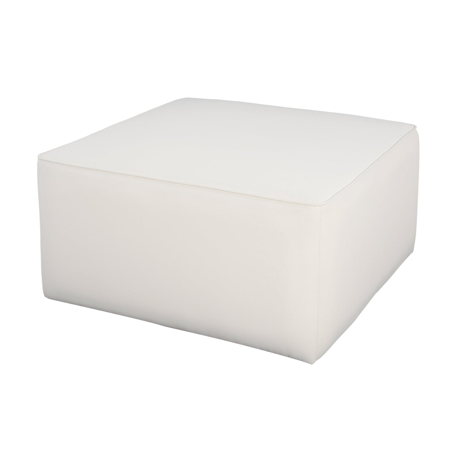 Upholstered Square Ottoman,Cream