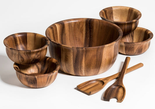 Large Salad Bowl with Servers and 4 Individuals - 335B7