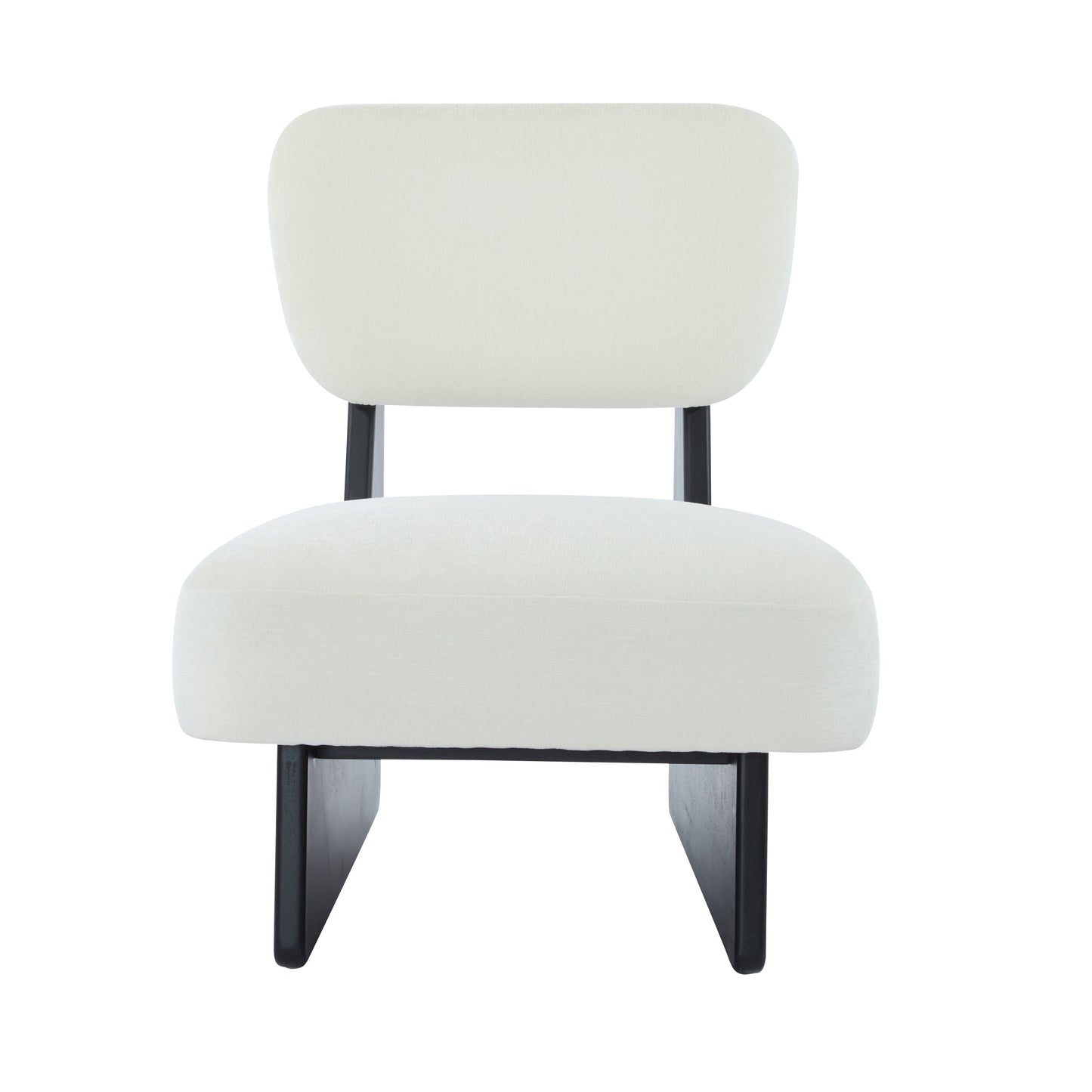 [Set of 2] Modern Beige Lounge Chair with Polyester Upholstery, Sturdy Black Wood Base, Minimalist Design, Stylish and Comfortable Accent Seating for Living Room, Bedroom, or Office