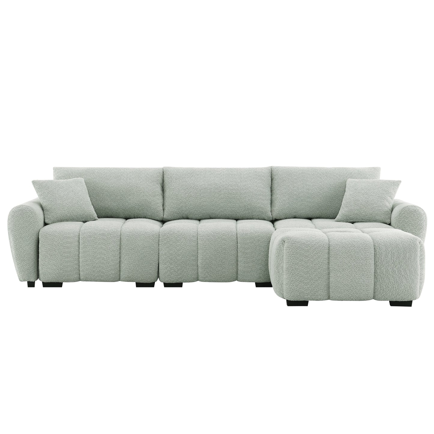 [VIDEO] 110' Modular Sectional Sofa, L Shape with Extra-large Seat, Pull-line Design, Movable Ottoman, High Density Foam, Free Combination, Sturdy Metal&Wood Frame, Boucle Fabric, 3 Colors