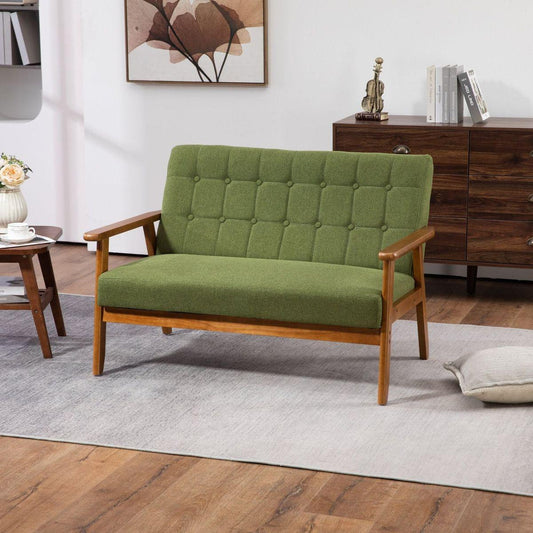 Bedroom Bedding & Decor: Mid-Century Modern Solid Loveseat Sofa Upholstered Linen Loveseat, 2-Seat Upholstered Loveseat Sofa Modern Couch by Streamdale Furniture
