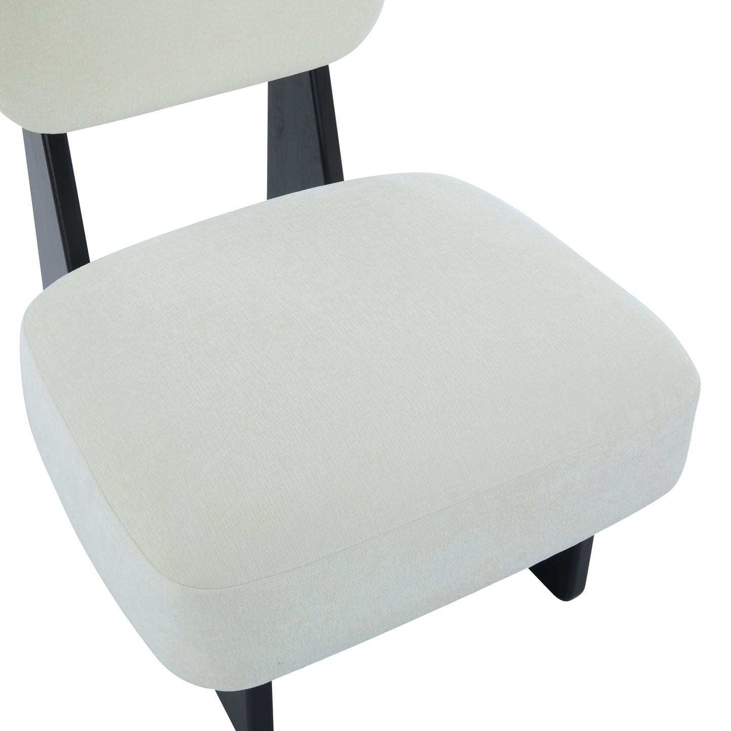 [Set of 2] Modern Beige Lounge Chair with Polyester Upholstery, Sturdy Black Wood Base, Minimalist Design, Stylish and Comfortable Accent Seating for Living Room, Bedroom, or Office