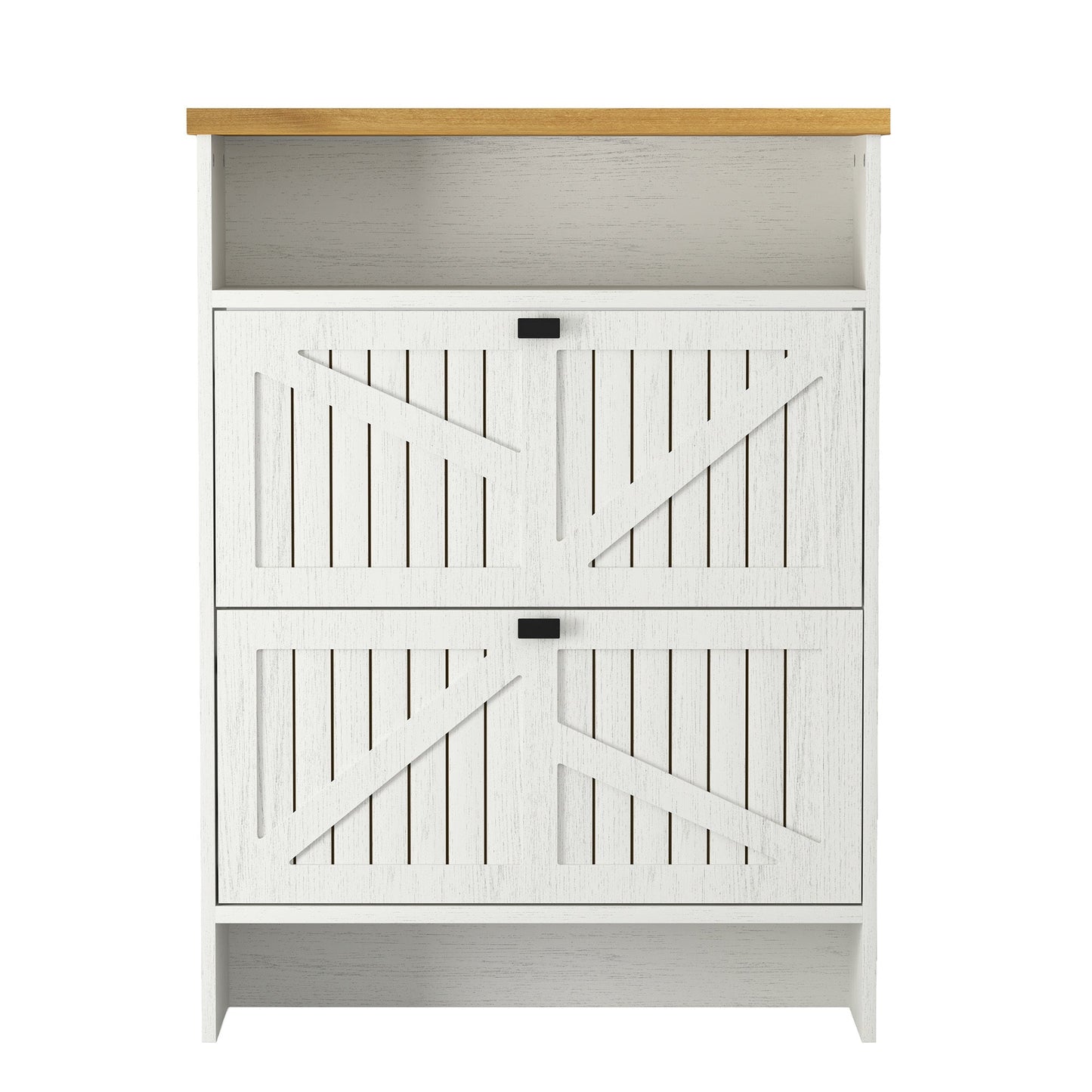 Kitchen Tools & Cookware: 4-Layer Folding White MDF Shoe Cabinet with Metal Rounded Corners – Convenient Shoe Storage by Streamdale Furniture