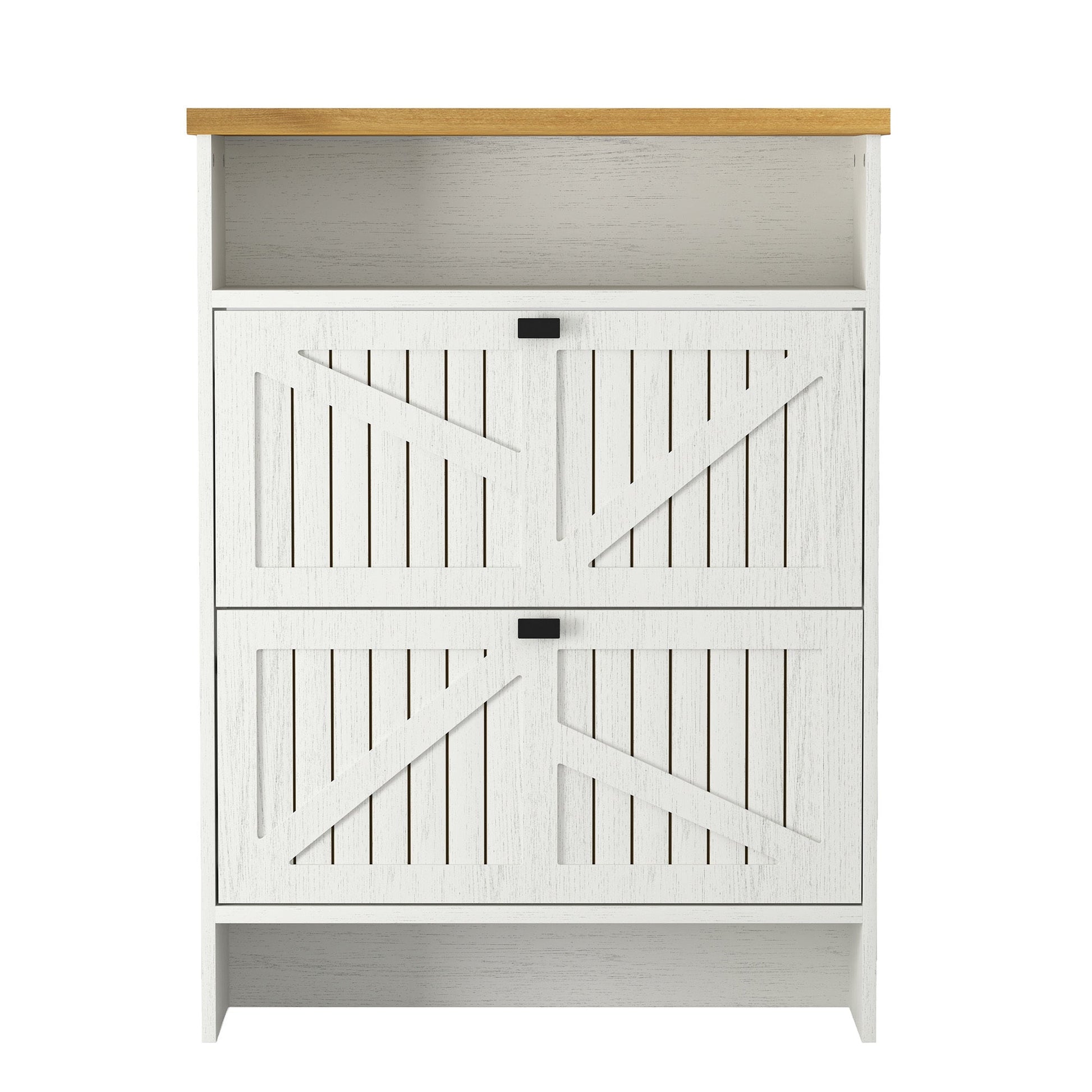 Kitchen Tools & Cookware: 4-Layer Folding White MDF Shoe Cabinet with Metal Rounded Corners – Convenient Shoe Storage by Streamdale Furniture