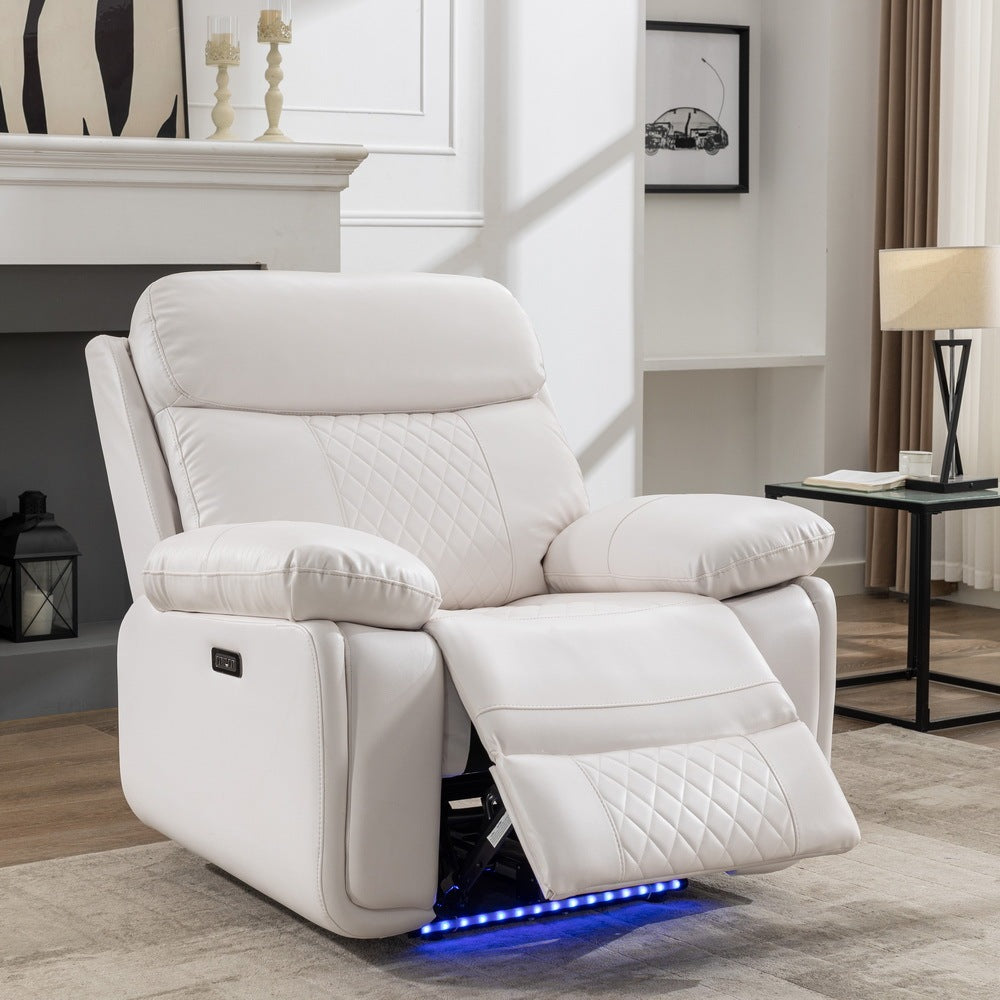 Kitchen Tools & Cookware: Power recliner with  LED Strip WHITE color by Streamdale Furniture