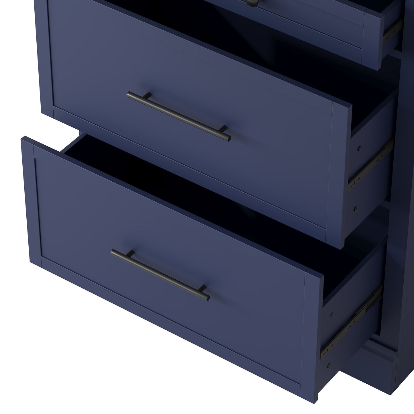 [Assembly Video Provided] TOPMAX Modern 83.7inch High Kitchen Pantry, Freestanding Tall Kitchen Hutch with Faux Marble Top,Cupboard Cabinet with 5 Storage Drawers and Adjustable Shelf, Set of 2, Blue