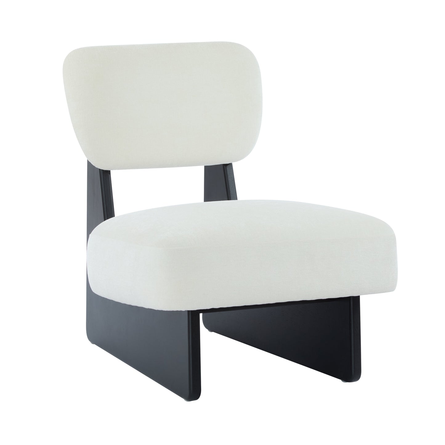[Set of 2] Modern Beige Lounge Chair with Polyester Upholstery, Sturdy Black Wood Base, Minimalist Design, Stylish and Comfortable Accent Seating for Living Room, Bedroom, or Office