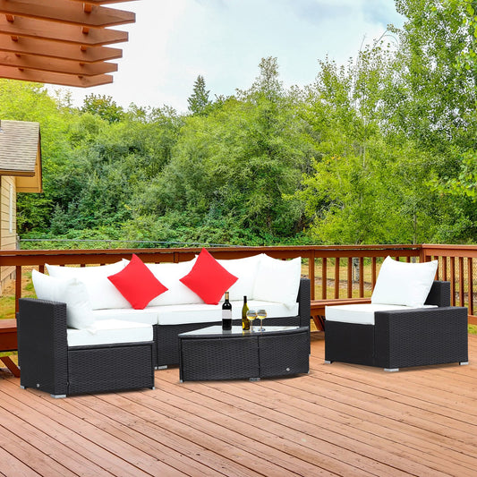 Garden & Outdoor: Outsunny 6 Piece Outdoor Wicker Furniture Set  Patio Cushioned Rattan by Taupe Shadow